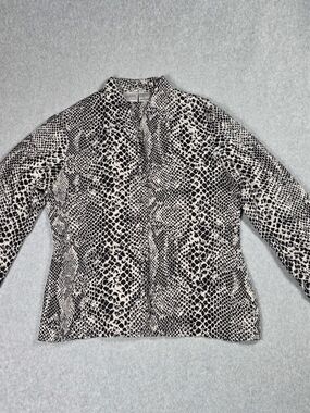 Jacqueline Ferrar Black and Cream Snake-Print Blouse